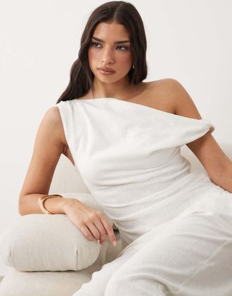 Tala Resort - Top in morbido lino color avorio-Bianco