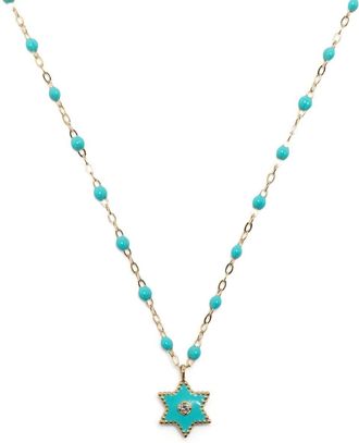 Gigi Clozeau 18kt gold Étoile diamond and turquoise necklace - women - 18kt Gold/Stone - One Size - Blue