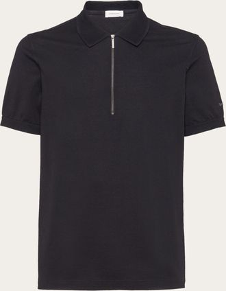 Ferragamo Men Polo with zip collar Black