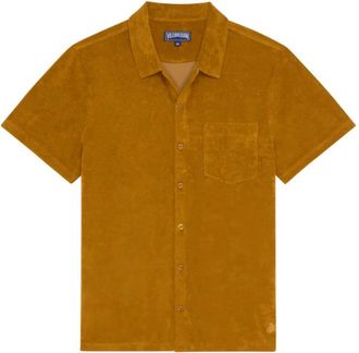 Vilebrequin Terry Bowling Shirt Solid - Heren - Korte mouwen Overhemden - Groen - L - Katoen - Overhemden