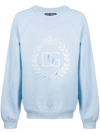 Dolce & Gabbana embroidered-logo sweatshirt - men - Cotton/Cotton/Polyester/Spandex/Elastane - L - Blue
