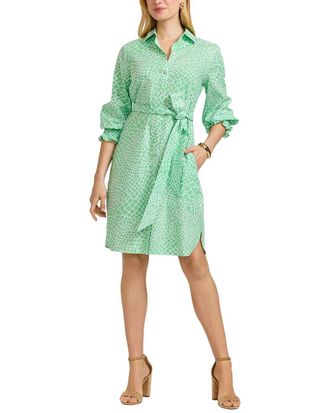 Foxcroft Abby Giraffe Linen-Blend Shirtdress