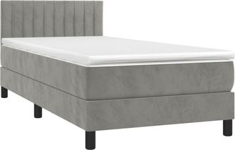 vidaXL Cama Box Spring Colch&oacute;n Y Led Terciopelo Gris Claro 80x200 Cm Vidaxl