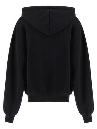 Off-white Logo-Print Brushed Cotton Hoodie - Black