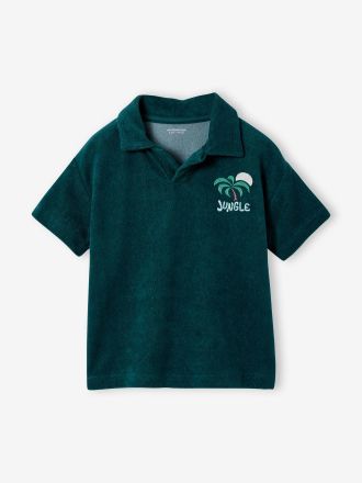 Vertbaudet Jungen Polohemd aus Frottee JUNGLE tannengr&uuml;n