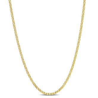 Amour Rolo Chain Necklace In Yellow Plated Sterling Silver, 20 In