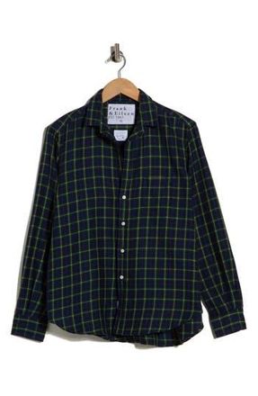 Frank & Eileen Relaxed Button-Up Shirt in Navy Green Yellow Tartan at Nordstrom Rack, Size Xx-Small