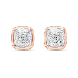 Diana M. Jewels 14KT ROSE GOLD LAB GROWN CUSHION CUT STUDS IN A BEZEL SETTING WEIGHING 15.00 CTS TW