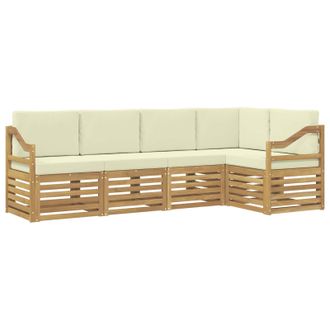 vidaXL Conjunto De Sof&aacute; Seccional Con Coj&iacute;n 5 Pcs Blanco Y Crema Vidaxl