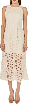 endless rose Pearl Floral Lace Midi Dress in Cream at Nordstrom, Size X-Small