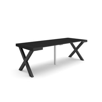 Skraut Home Mesa Consola Extensible, Mesa Comedor Plegable, 220, Para 10 Comensales, Patas Madera Maciza, Estilo Moderno, Negro - Skraut Home