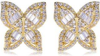 Suzy Levian Cubic Zirconia Butterfly Stud Earrings in Gold at Nordstrom Rack