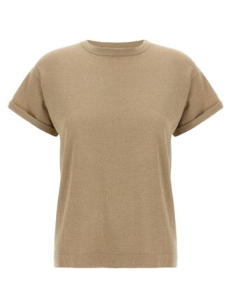 Brunello Cucinelli Womens Lam&eacute; Cashmere T-Shirt