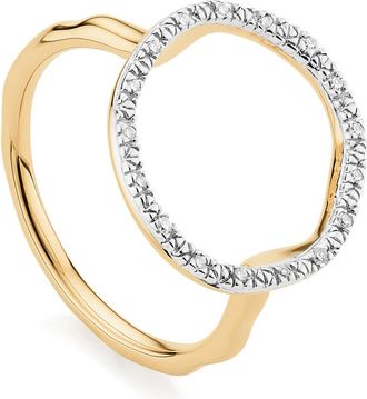 Monica Vinader Gold Riva Circle Diamond Ring Diamond