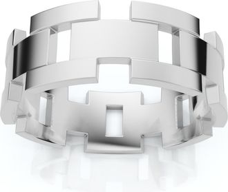 Pompeii3 Mens Calvin 8mm Interlocked Wedding Band 10k Gold Band