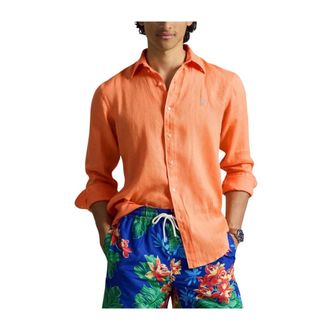Polo Ralph Lauren Shirt met lange mouwen - Heren - Casual Overhemden - Oranje - S - Linnen - Overhemden