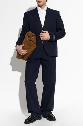 Balmain Creased Trousers, Mens, Navy Blue