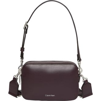 Calvin Klein Womens WEBBING DOUBLE STRAP CAMERA BAG LV04F3165G Crossover, Red (Fudge), One Size