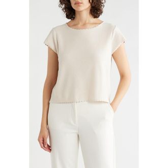 Adrianna Papell Boat Neck Cap Sleeve Seed Stitch Sweater in Barley at Nordstrom Rack, Size X-Small