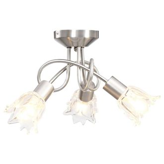 Berkfield Home Elegant Ceiling Lamp with Transparent Glass Shades for 3 E14 Bulb in Silver
