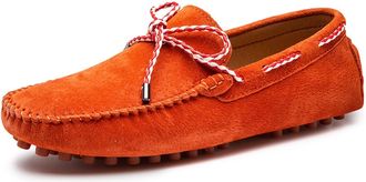 Generic Mens Loafers Shoes PU Suede Vamp Deck Shoes Design 1-Eye Perforated Option Breathable Resistant Anti-Slip Flat Heel Lightweight Comfortable Fashion(Br