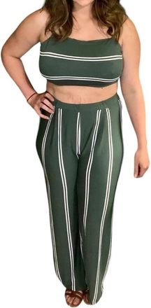 HYFVE Pinstripe Pants Set In Hunter Green