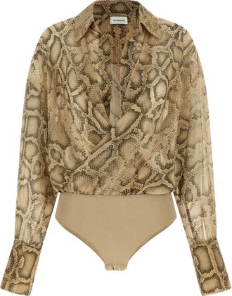 Andamane Paloma python-print bodysuit - women - Polyester - 38 - Neutrals