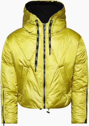 DKNY Womens Cropped Puffer Jacket - Yellow - Size: 18/16