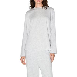 SKIMS Boyfriend Long Sleeve T-Shirt in Light Heather Grey at Nordstrom, Size Xx-Small
