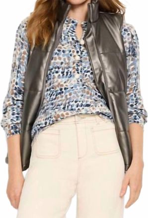 Nic+Zoe Metallic Faux Puffer Vest In Bronze