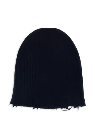 Uma Wang distressed beanie hat - women - Cashmere - S/M - Blue