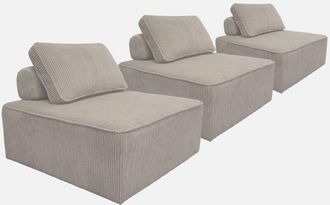 Sweeek Sweeek - Sof&aacute; Modular De Pana, 3 Plazas, Lao, Gris Claro, 90x90x40 Cm