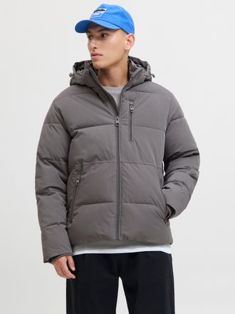 Jack & Jones Steppjacke JACK & JONES JJEOWEN PUFFER SN, Herren, Gr. L, grau (castlerock), Web, Obermaterial: 100% Polyester, unifarben, regular fit, Rippb&uuml;ndchen, 