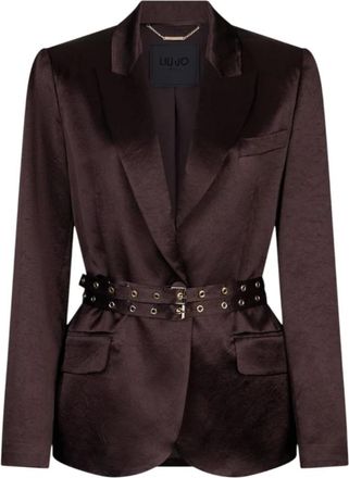 Liu Jo Blazers, female, Brown, Size: XL Blazer glamour in raso con cintura