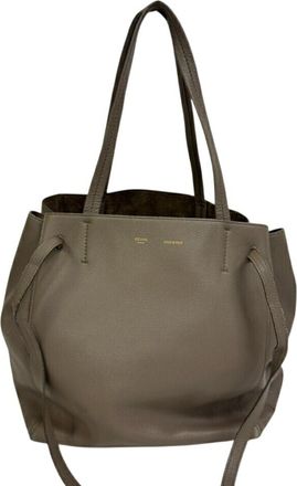 Celine Cabas Gray Leather Tote Bag (Pre-Owned)