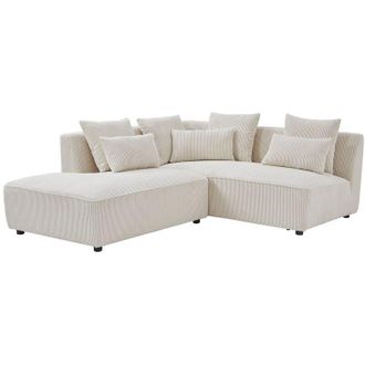 Vente-Unique Divano angolare sinistro in velluto a coste beige - MECODI
