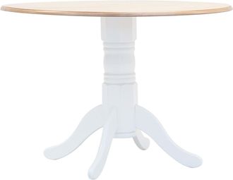 vidaXL Mesa De Comedor Madera Maciza De Caucho Blanco Y Marr&oacute;n 106 Cm Vidaxl
