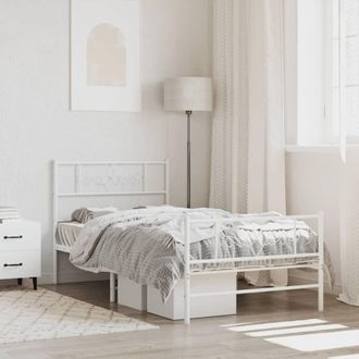vidaXL Estructura Cama Sin Colch&oacute;n Con Estribo Metal Blanco 75x190 Cm Vidaxl