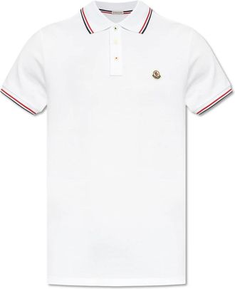 Moncler Polo met Logo - Heren - Polos - Wit - S - Katoen - Tops
