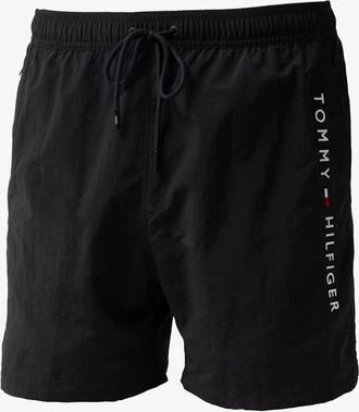 Tommy Hilfiger Mens Tommy Hilfiger Logo Zip Pocket Mens Drawstring Swimming Shorts - Black - Size: 35/34/32