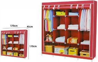 Trade Shop Trade Shop - Armadio Guardaroba Tessuto Appendiabiti Acciaio Smontabile Abiti 4 Ante