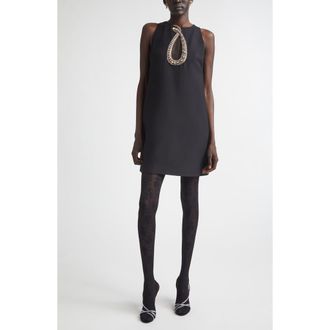 Valentino Crystal Embellished Snake Crepe Couture Minidress in Black/Gold at Nordstrom, Size 4 Us