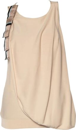 Emporio Armani bow-detail tank top - women - Cotton - L - Neutrals
