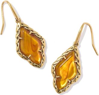 Kendra Scott Womens Adeline Vintage Drop Earring In Gold / Marbled Amber Illusion