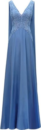 Gemy Maalouf beaded corset cape gown - women - Silk - 6 - Blue