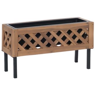 Hhg [nunca Usado] Jardinera Hhg-474, Maceta Para Flores Y Plantas, Para Interior Y Exterior, De Madera De Acacia Con Certificaci&oacute;n Mvg, 35 X 64 X 24 Cm, M