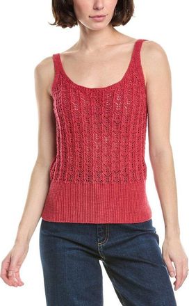 Eleventy Womens Coral Knitted Lace Tank Top, Size M