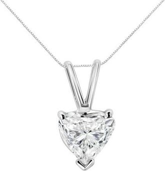 House of Brilliance 14K White Gold 1/2 Cttw 3-Prong Set Heart Shaped Solitaire Lab Grown Diamond 18 Pendant Necklace at Nordstrom