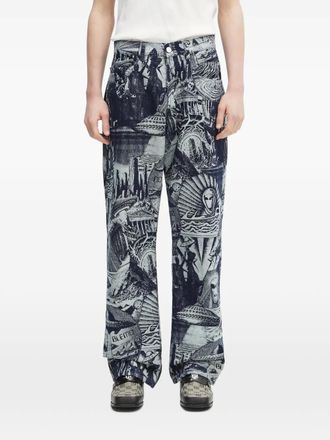 Aries graphic-print jeans - Blauw