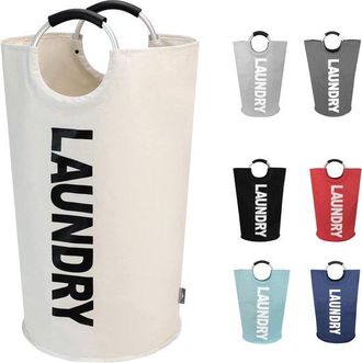 OEM Cesto De Ropa Grande, Bolsa De Lavander&iacute;a Plegable Con Asa, Capacidad De 90 Litros, Color Blanco Roto, 79 Cm X 38 Cm